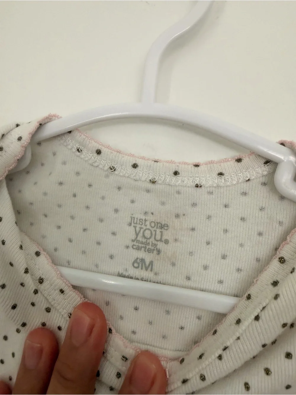 Carters just one you long sleeve polka dot babygirl bodysuit